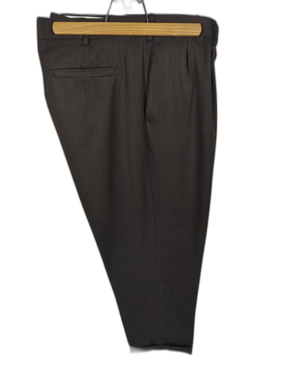 Bachrach Men's Brown Dress Pants 42x34 100% Polyester Pleated Cuffed Trousers